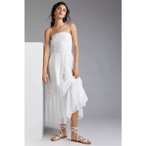 Mare Mare x Anthropologie Island Flounce Dress M White NWT Strapless Corset Maxi